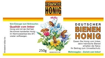 Honigglas- Etikett "Flores Blüte" 250g