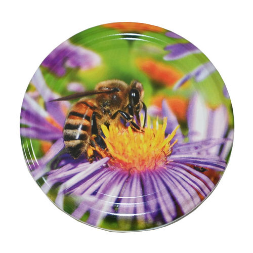 Twist Off Ersatzdeckel lila Blüten Biene 82mm
